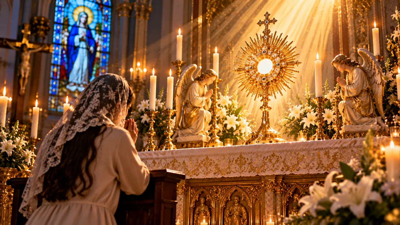 Prayer Before the Blessed Sacrament — devotional artwork